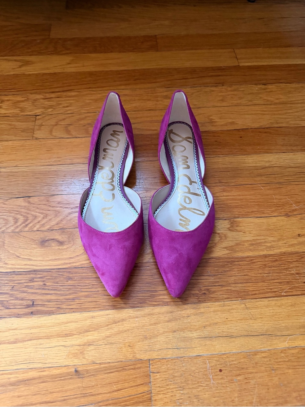 Sam Edelman Fuchsia Suede Pointed D'Orsay Flats